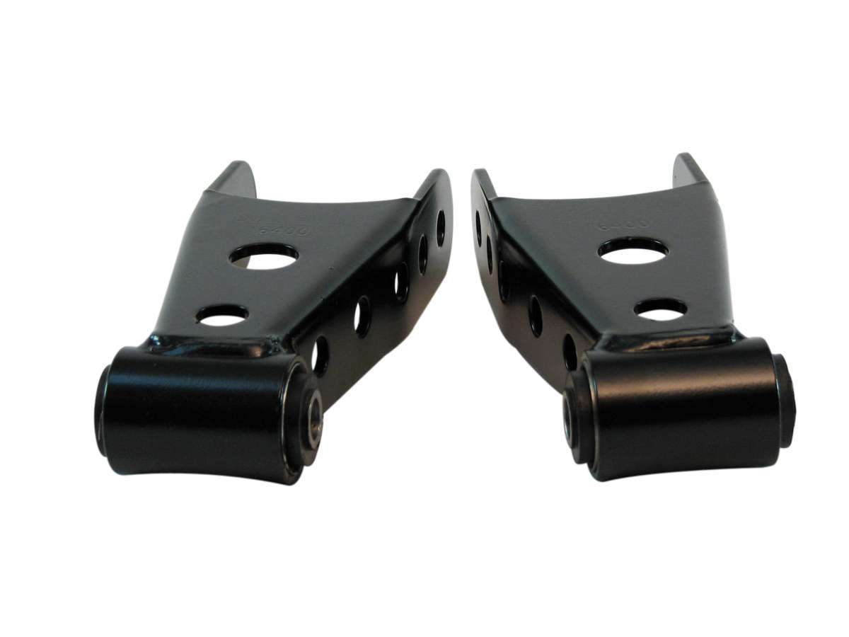 Bell Tech BLL6400 Lowering Spring Shackle Kit for GM Fullsize Trucks, 2 Inch Drop, Rubber Bushings, Steel, Black Powder Coat