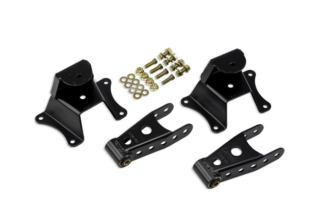 Bell Tech BLL6800 Spring Shackle and Hanger Kit for GM C10 Pickup Trucks, 4-Inch Drop, Steel, Black Powder Coat