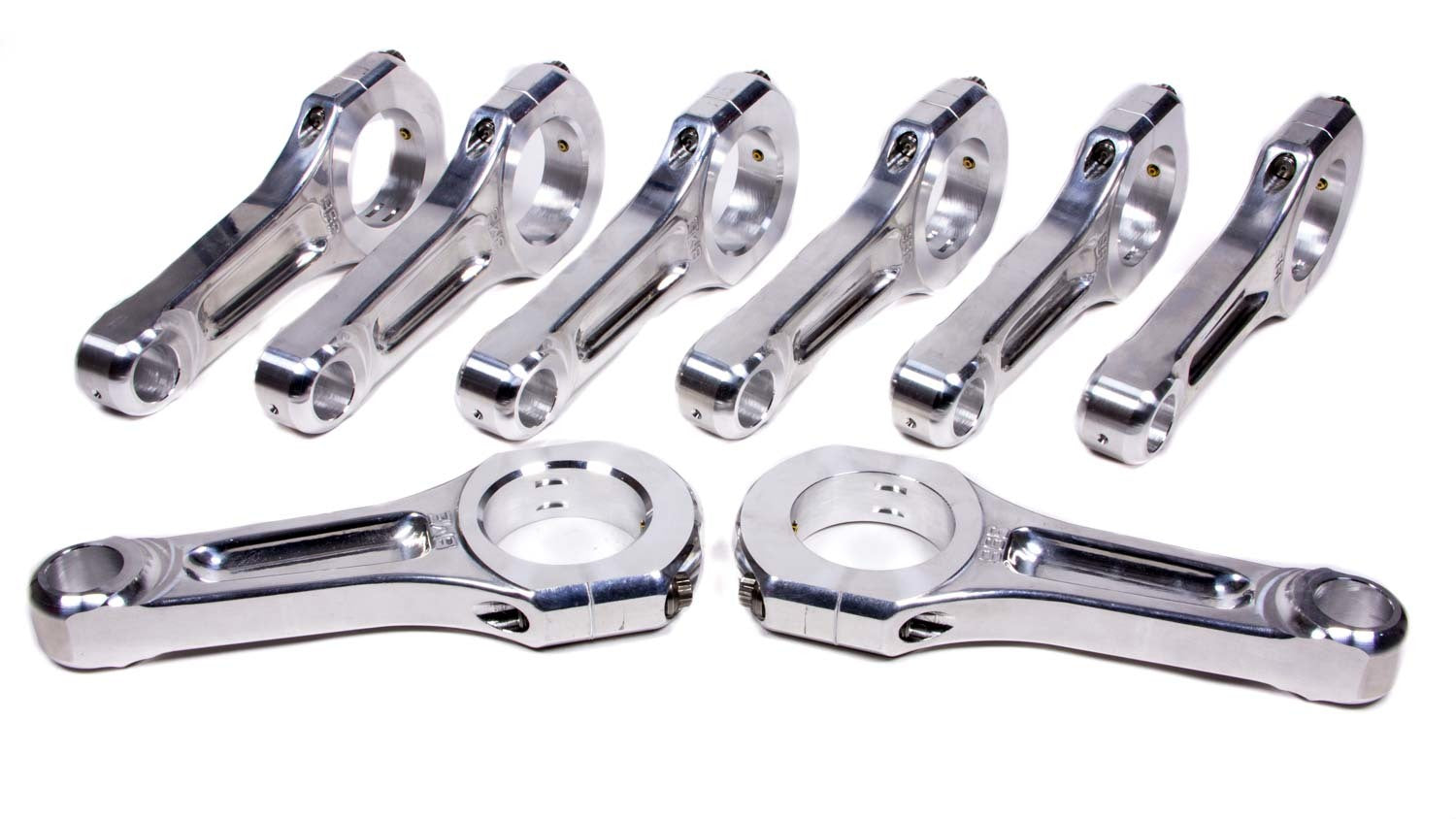 BILL MILLER ENGINEERING R396250 Aluminum Connecting Rod Set for Big Block Chevy, 6.385 Inch Length, I-Beam Design, 7/16 Inch Cap Screws