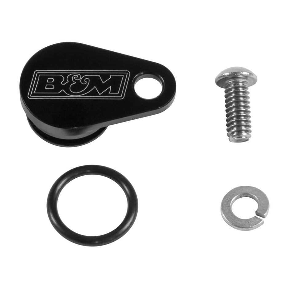B and M Automotive Speedometer Port Plug for Borg Warner T-45 and Tremec T-5 Transmissions, Aluminum Black Anodized