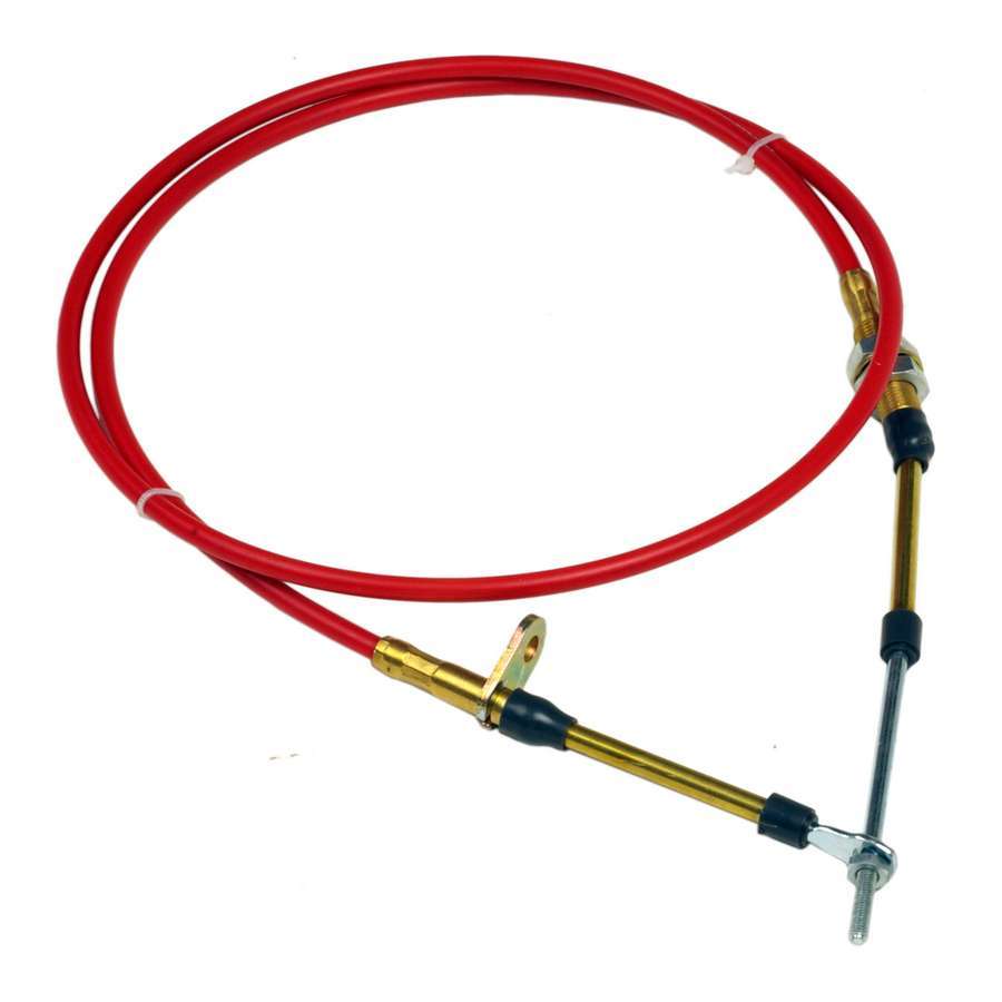 B and M Automotive 80604 4-Foot Eyelet Shifter Cable with 2-1/2 Inch Stroke, Steel with Plastic Liner, Red Finish