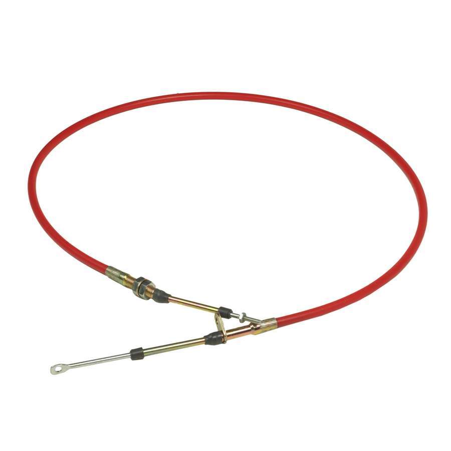 B&M Automotive 80833 5-Foot Race Shifter Cable with 2-1/2 Inch Stroke, Threaded and Eyelet Ends, Steel Construction, Red Plastic Liner
