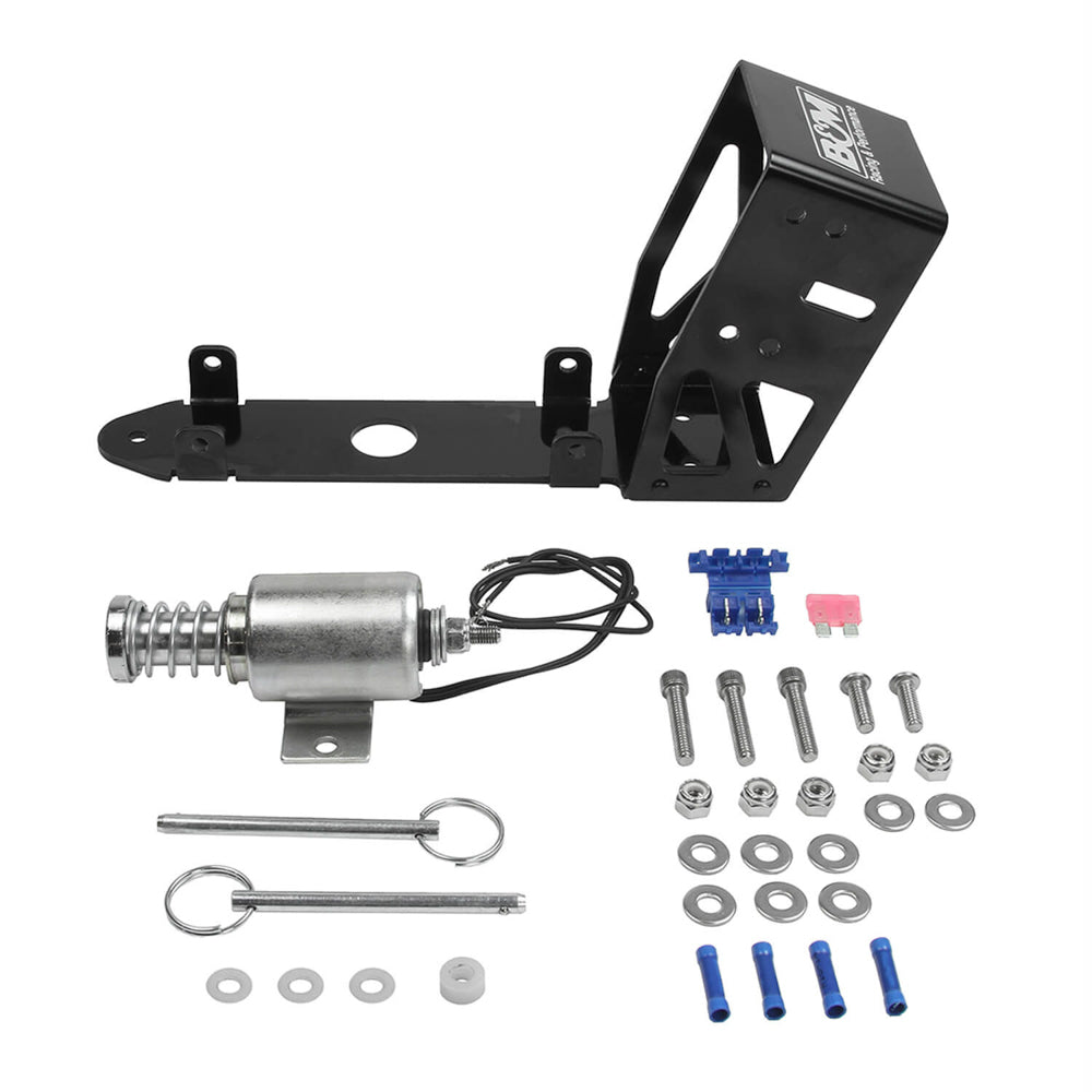 B and M Automotive Solenoid Shift Kit for Pro-Stick, 12V, Black Anodized with Bracket and Hardware