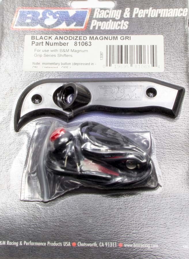 B and M Automotive 81063BM Button Grip Plate for Magnum Shifters with Side Plate and 12V Button, Aluminum Black Anodized