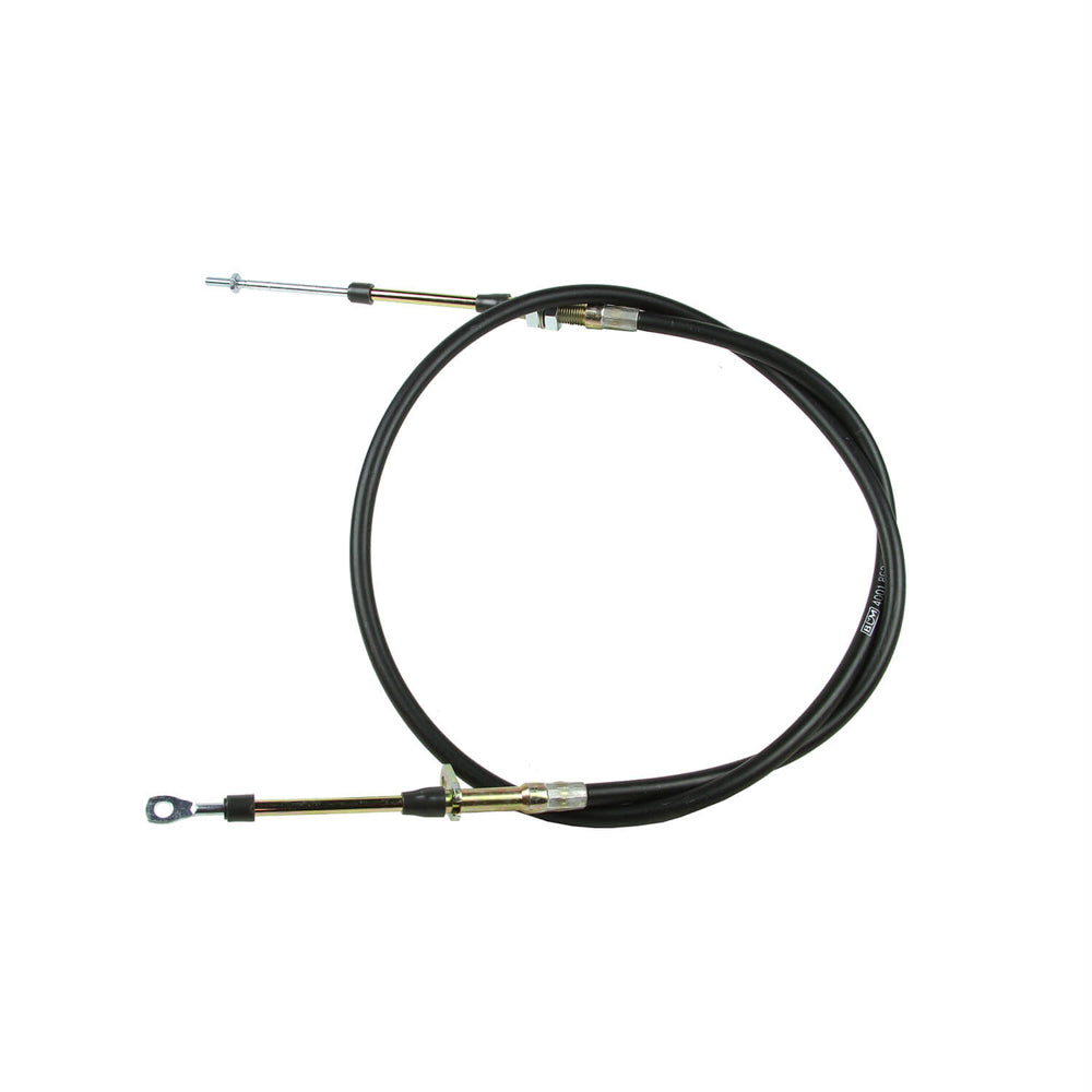 B and M Automotive 81833 Super Duty Shift Cable, 5 ft Length, 2-1/2 in Stroke, Threaded and Eyelet Ends, Steel Construction, Black Finish