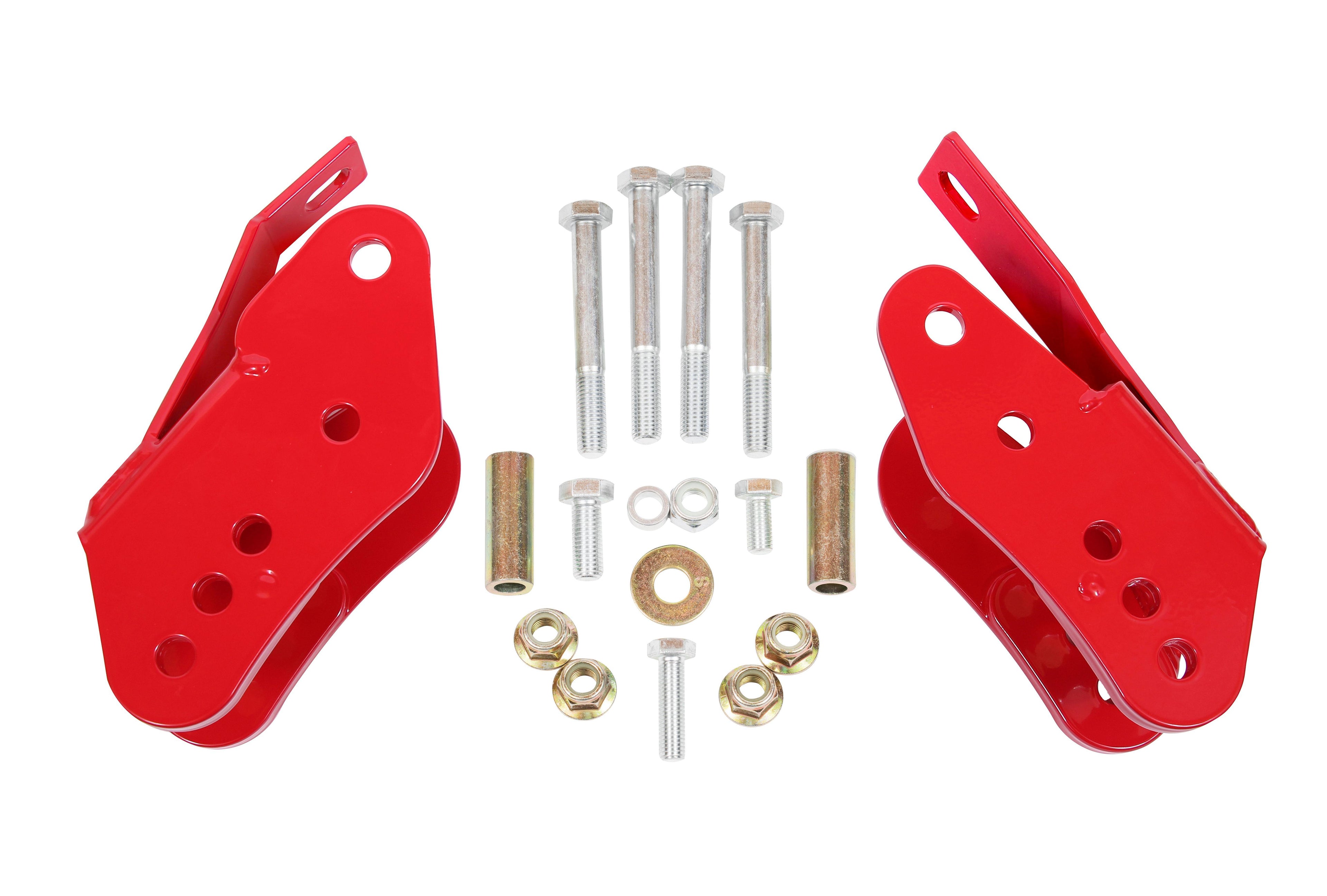 BMR Suspension Control Arm Bracket for 2005-2014 Ford Mustang, Lower Rear Relocation, Steel with Red Powder Coat, Part CAB005R