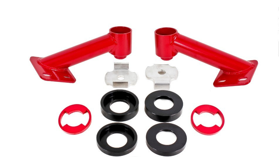 BMR Suspension CB005R Cradle Bushing Lockout Kit for 2015-2020 Ford Mustang, Rear Subframe, Tubular, Bolt-On with Hardware, Red Powder Coat