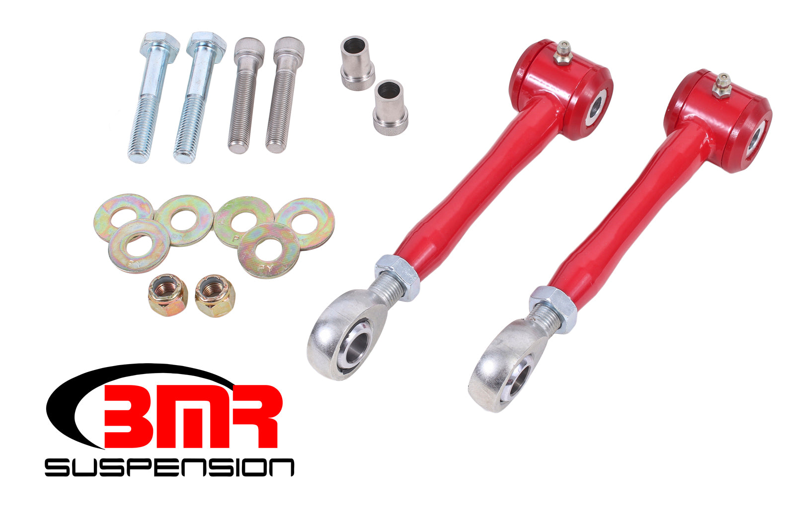 BMR Suspension ELK017R Rear Sway Bar End Links for Chevrolet Camaro 2016-2024, Red Powder Coat Steel with Rubber Bushing
