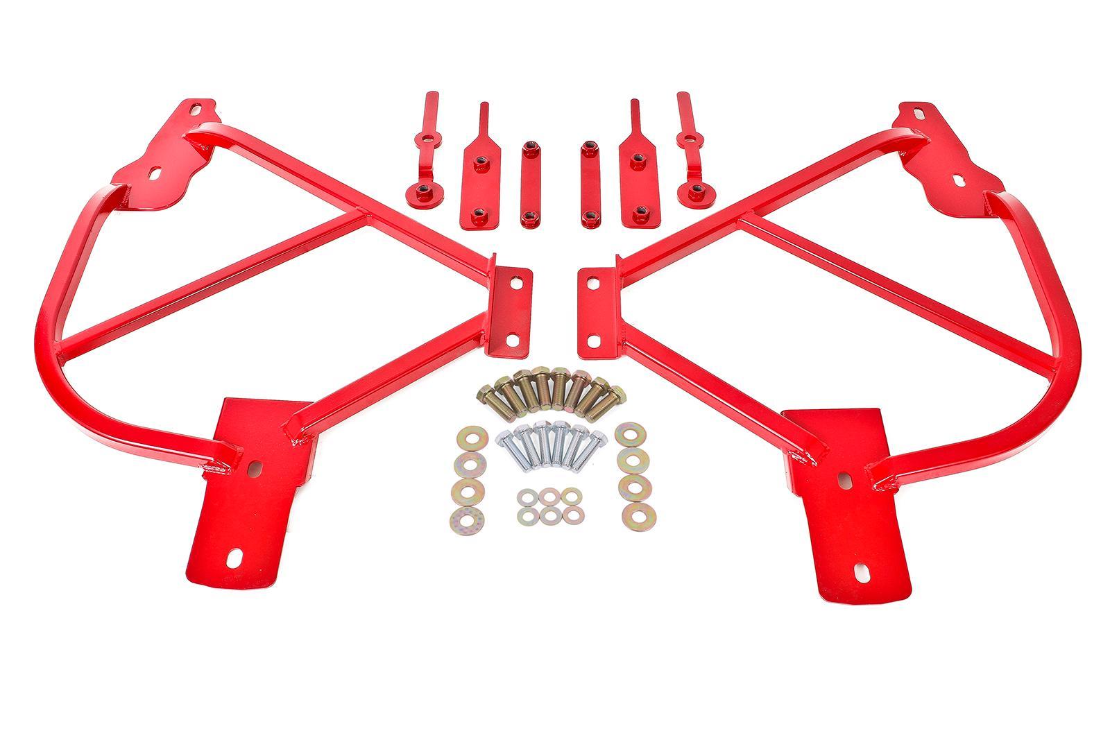 BMR Suspension SFC015R Subframe Connectors for Chevrolet Camaro 2010-2015, Bolt-On Steel with Red Powder Coat