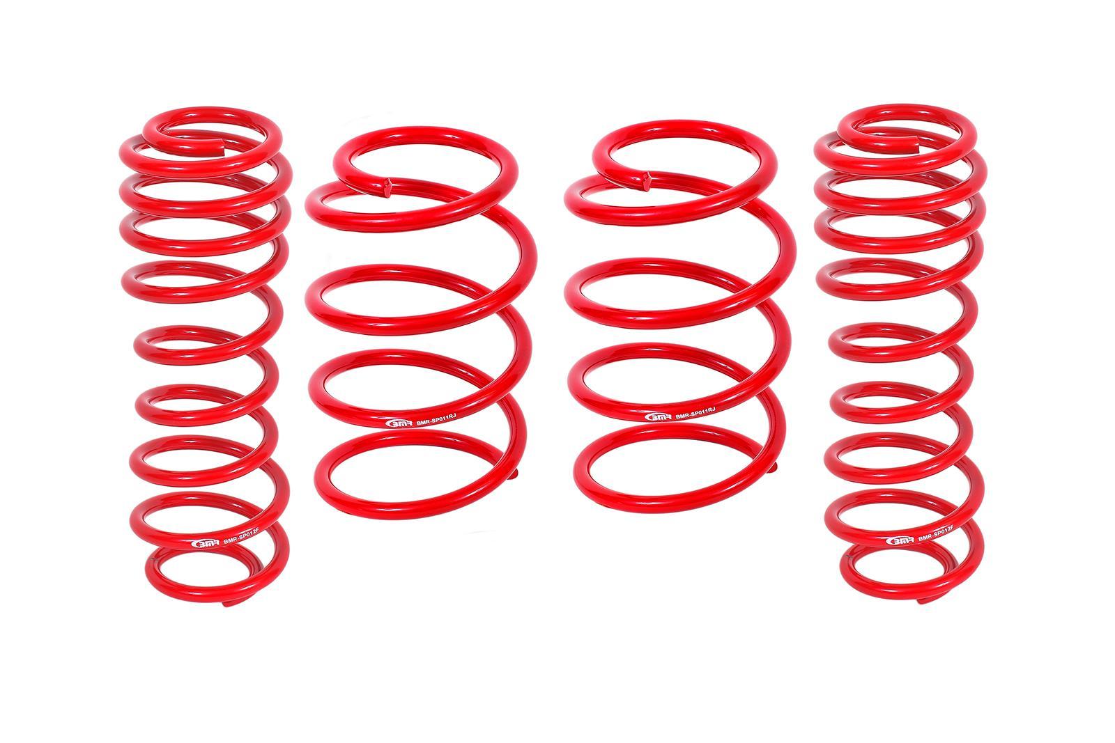 BMR Suspension SP009R Lowering Springs Kit for Ford Mustang 2005-2014, 1.5 Inch Drop, Steel, Red Powder Coat