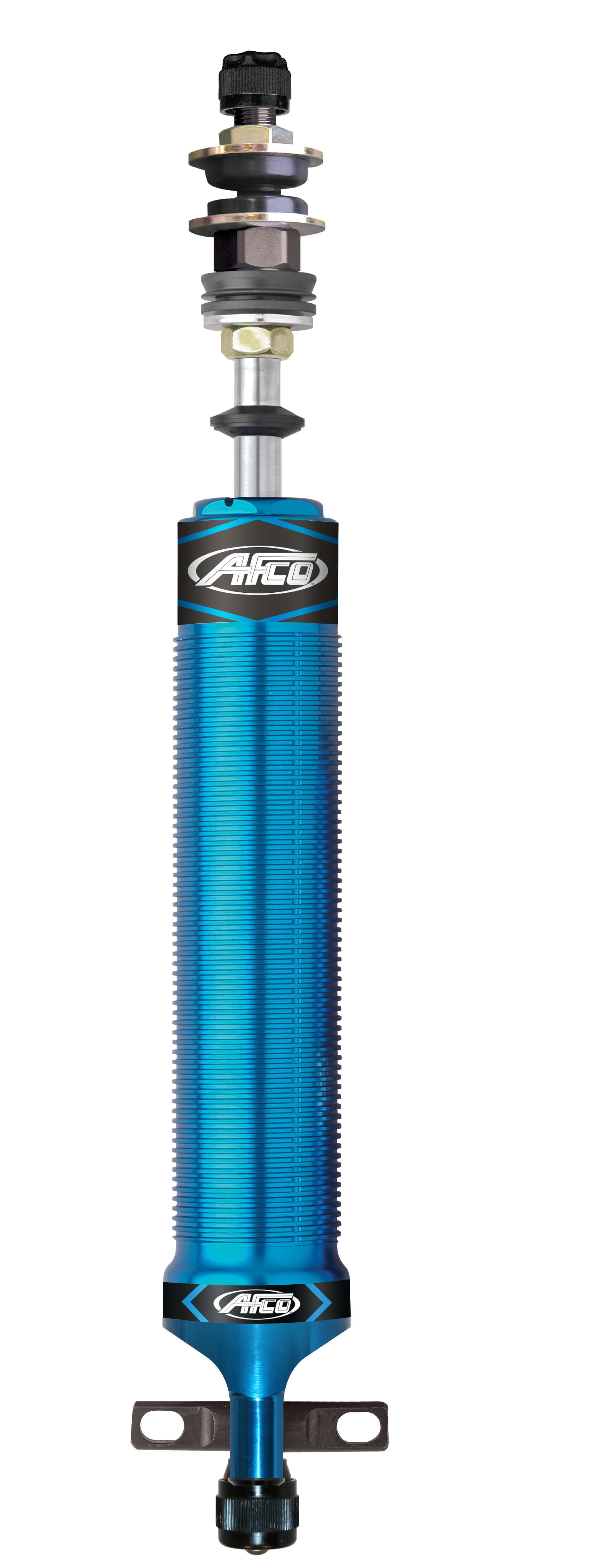 AFCO Racing Products 3850F/BNC Shock Eliminator BNC Aluminum Front, 11.25 Inch Compressed, 16.15 Inch Extended, Blue Anodized, Threaded for GM F-Body and X-Body 1962-1981
