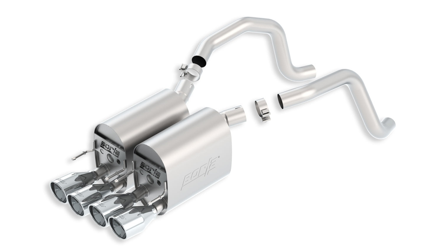 Borla 11815 Exhaust System for Chevrolet Corvette 2005-2008 with Dual Center Exit and Quad 4-Inch Polished Tips