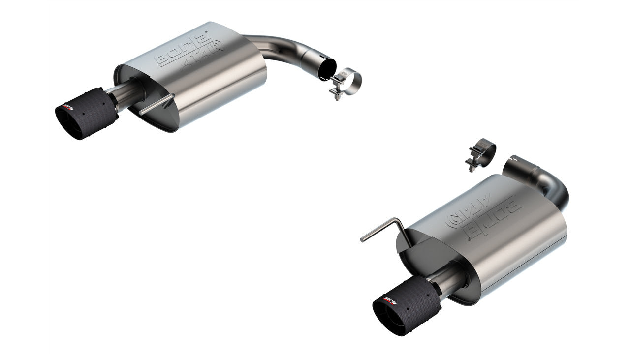 Borla 11984CFBA ATAK Axle-Back Exhaust System for Ford Mustang 2024 with 2.5-Inch Diameter Dual Rear Exit and Carbon Fiber Tips