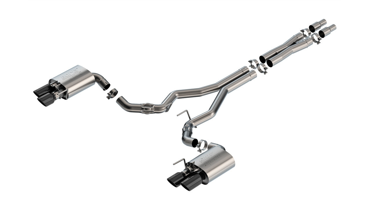 Borla 140963BC ATAK Cat-Back Exhaust System for Ford Mustang 2024 5.0L with 2.5 Inch Diameter and Black Polished Tips