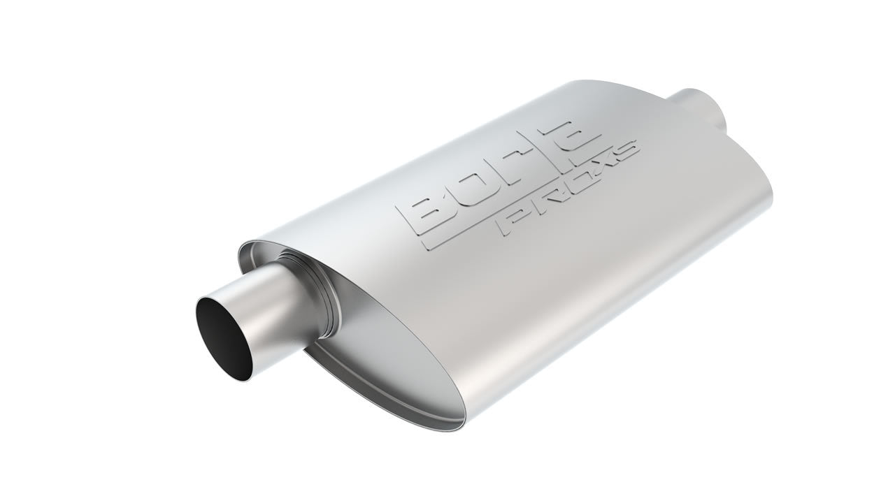 Borla Pro XS Muffler Part Number 40358 with 2.5 Inch Offset Inlet and Center Outlet Oval Body