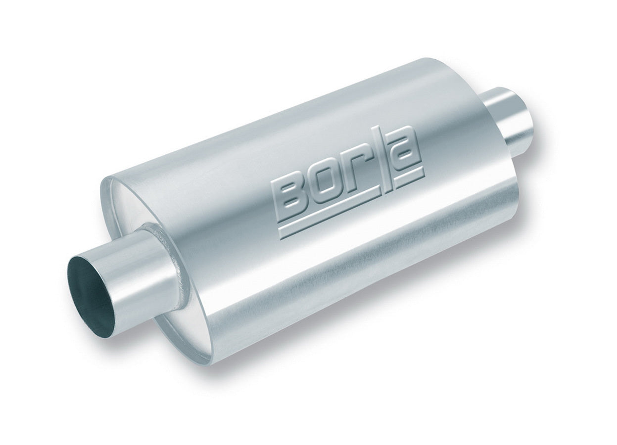 Borla XR-1 Racing Muffler 16 Inch Oval with 3 Inch Inlet and Outlet, Stainless Steel