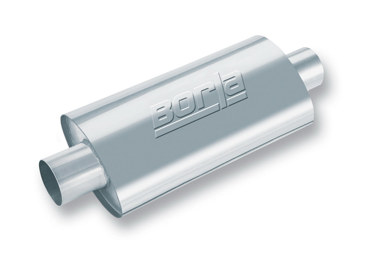 Borla BOR40948 Sportsman XR-1 Muffler with 4 Inch Center Inlet and Outlet, 16 Inch Length, Stainless Steel