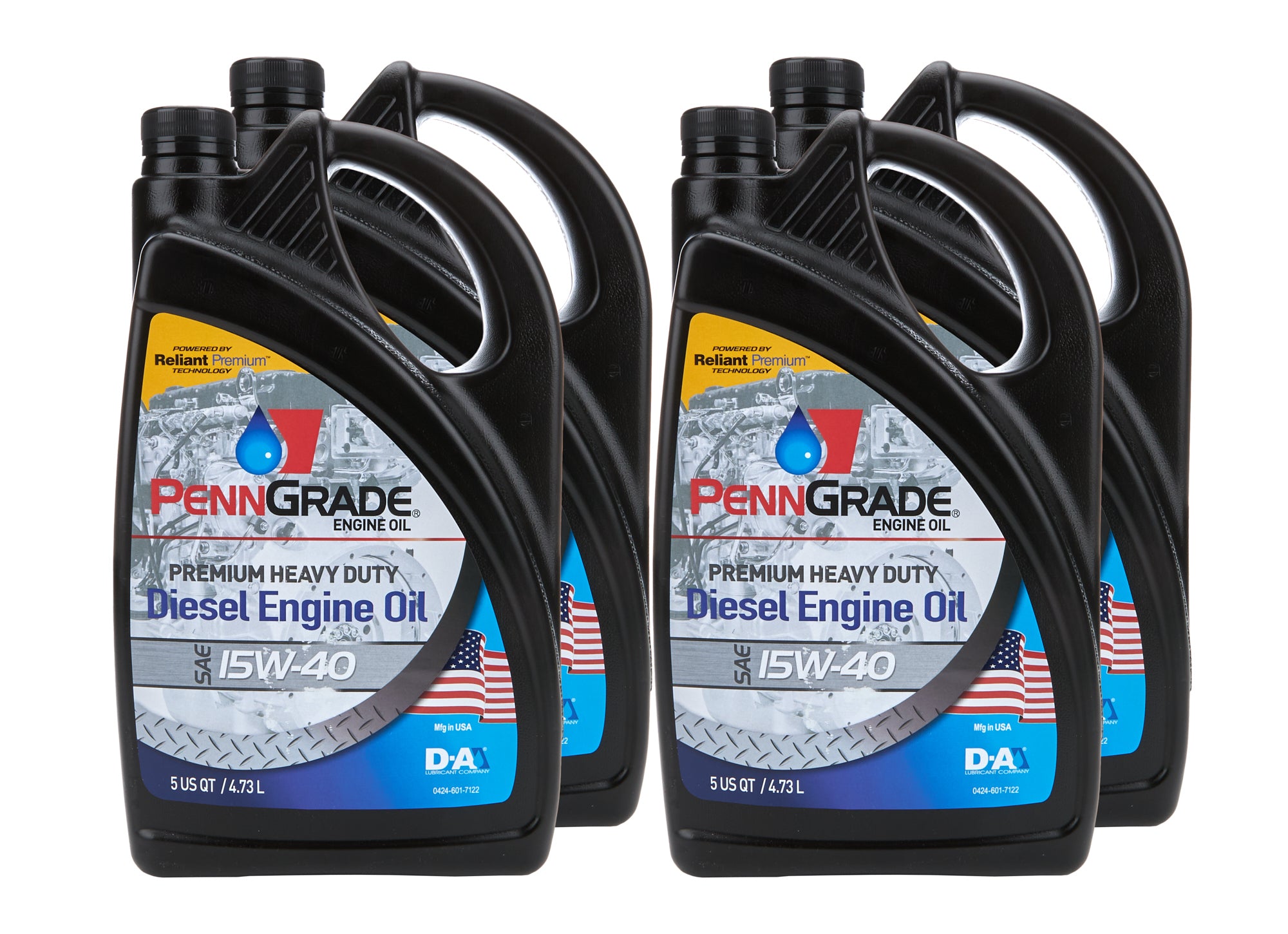 PennGrade Motor Oil 72100-4 15W40 Heavy Duty Diesel Semi-Synthetic 5 Quart Jug Set of 4