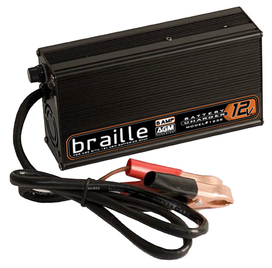 Braille Auto Battery Charger 1236, 12-Volt 6-Amp AGM Battery Charger with Indicator Lights