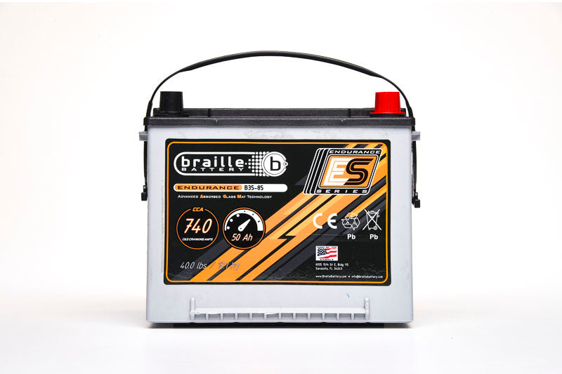 Braille Auto Battery B35-85 Endurance AGM Battery with 12V and 740 Cold Cranking Amps