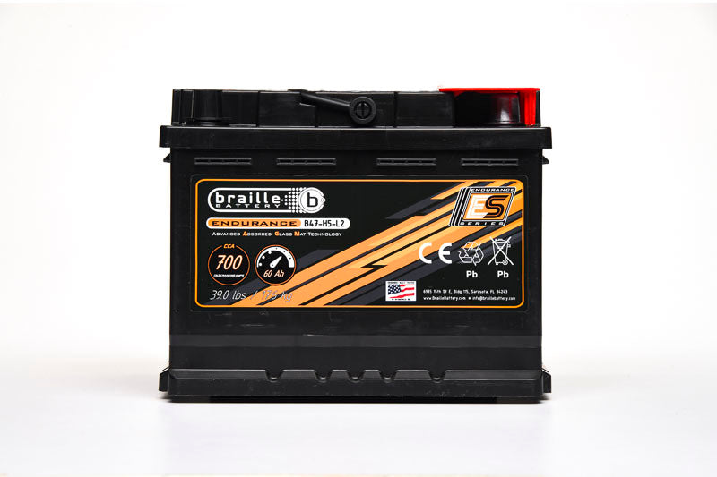 Braille Auto Battery 47-H5-L2 Endurance AGM Battery with 12V and 700 Cold Cranking Amps