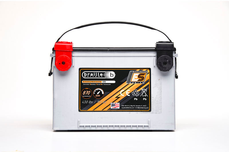 Braille Auto Battery B78 Endurance AGM Battery with 870 Cold Cranking Amps and Side Terminals