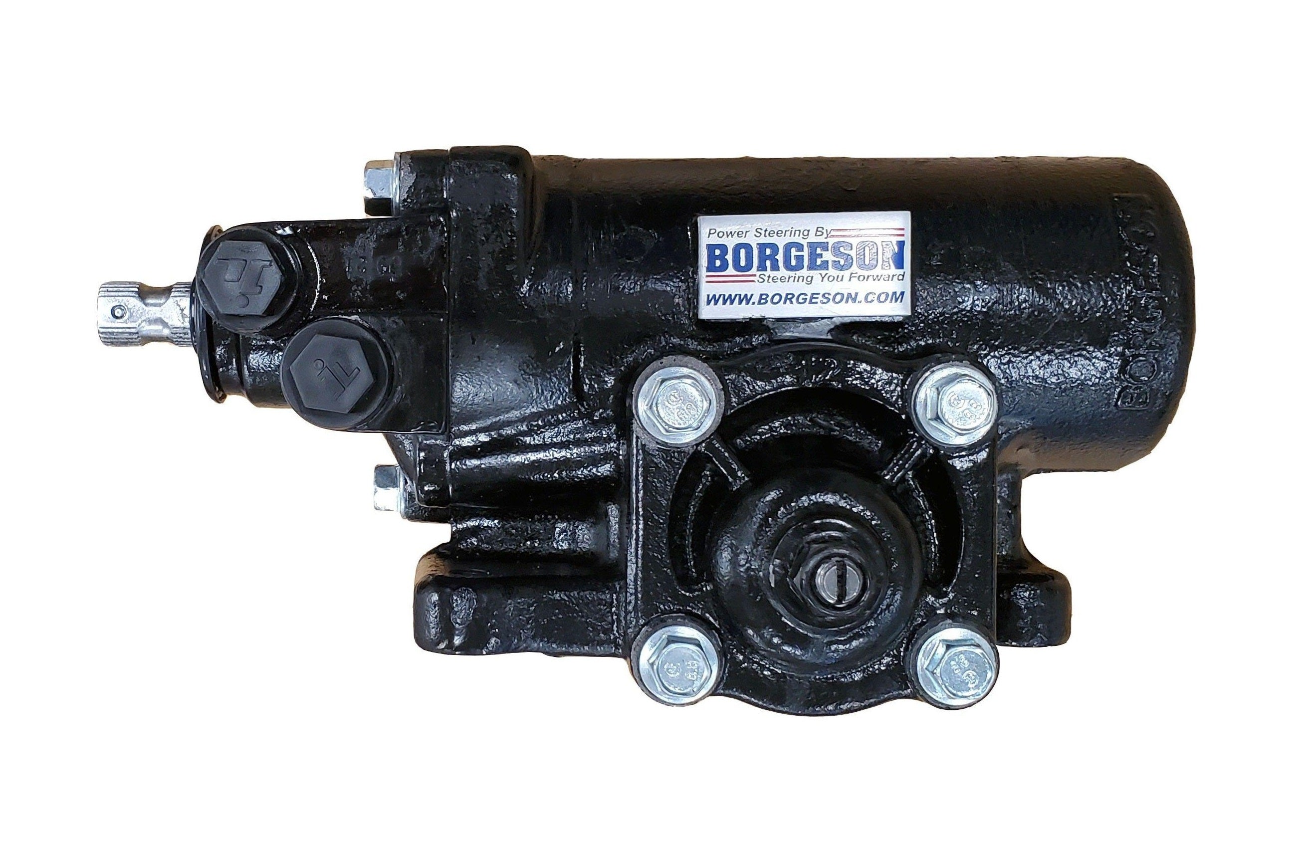 Borgeson Power Steering Box 800133 for GM Fullsize Trucks 1968-1986, 4-Bolt, 3/4 Inch 30 Spline, 12.7:1 Ratio, Iron Construction, Black Finish