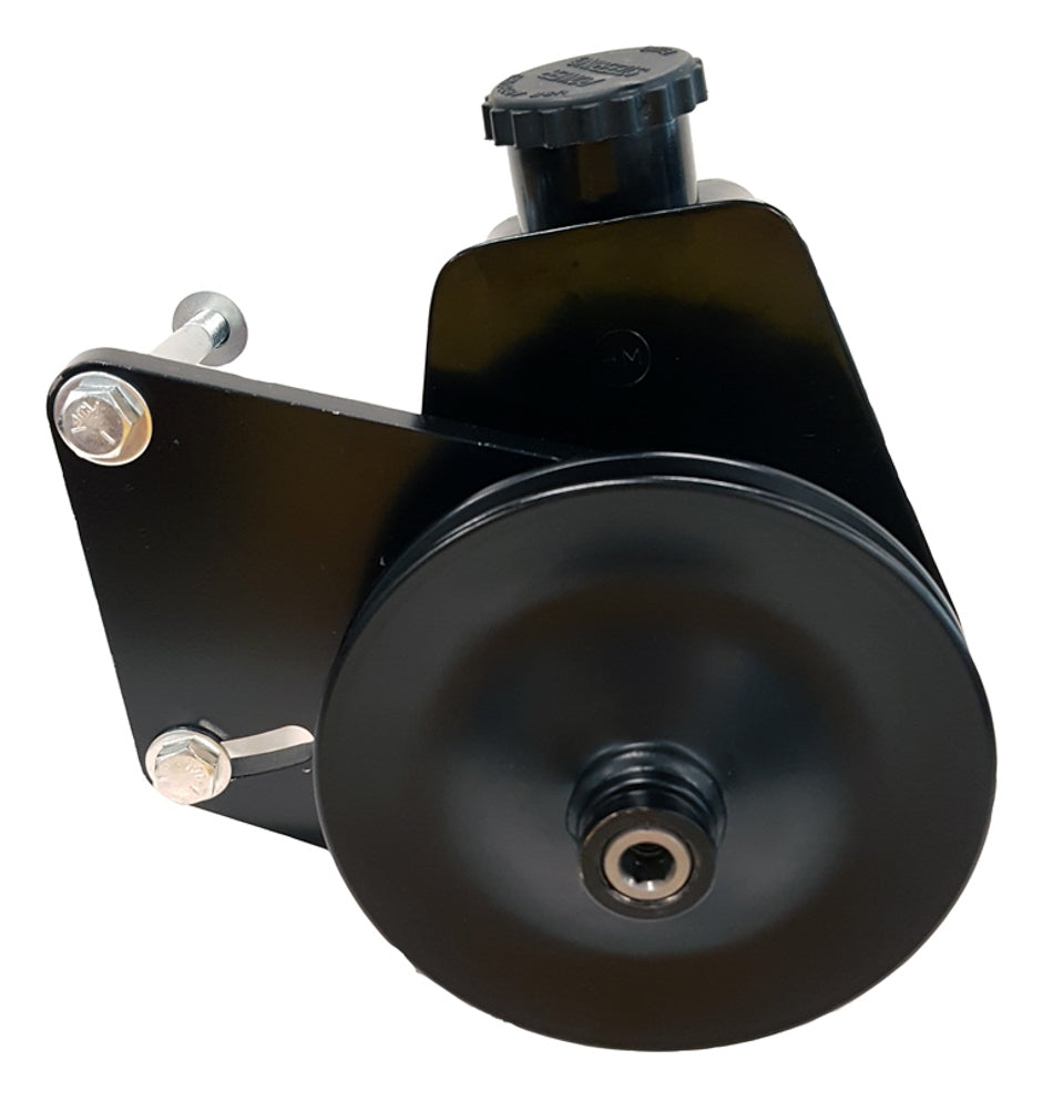 Borgeson Power Steering Pump for Mopar Big Block B / RB Series - Saginaw, Steel Bracket with V-Bolt Pulley, Black Powder Coat Finish