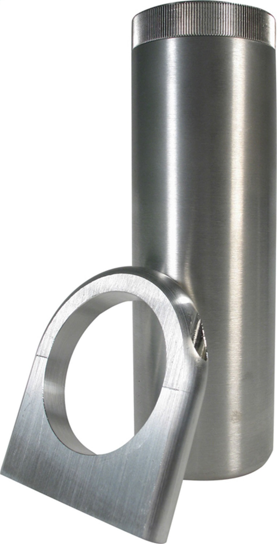 Borgeson Machined Remote Power Steering Reservoir with Aluminum Construction, 7 Inches Tall, 2.5 Inches Diameter, 3/8 Inch NPT Male Inlet, 5/8 Inch NPT Male Outlet