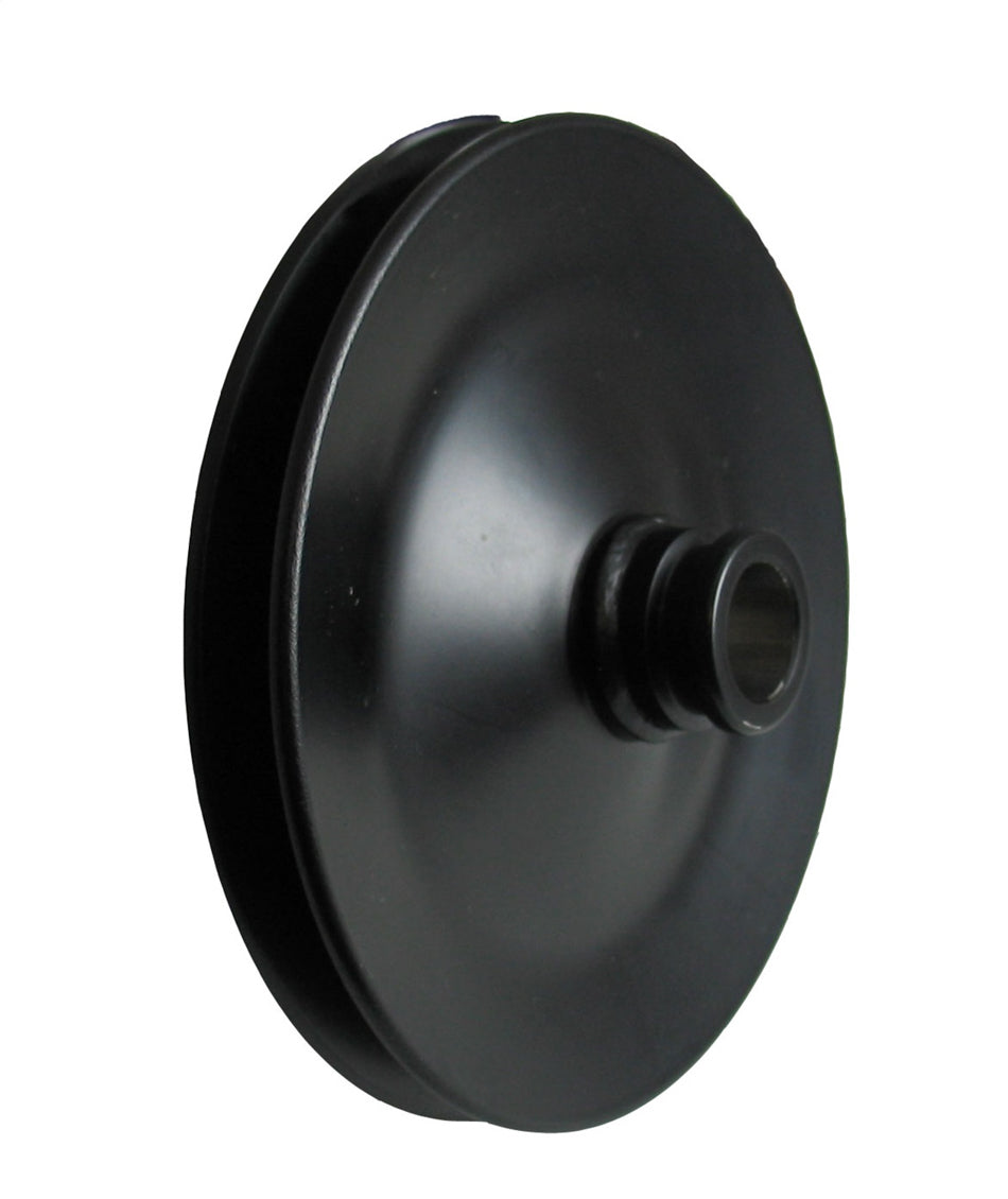 Borgeson Power Steering Pump Pulley 801105, V-Belt, 1 Groove, Steel, Black Finish, 5.75 Inch Diameter