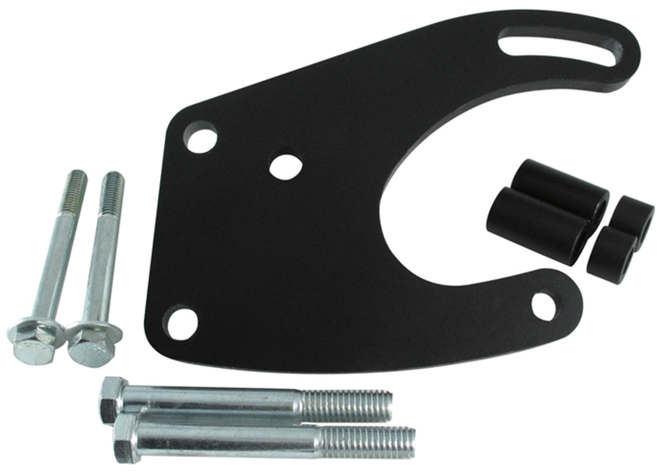 Borgeson Power Steering Pump Bracket for Ford 289/302, Driver Side, Steel, Black Finish, Head Mount with Hardware
