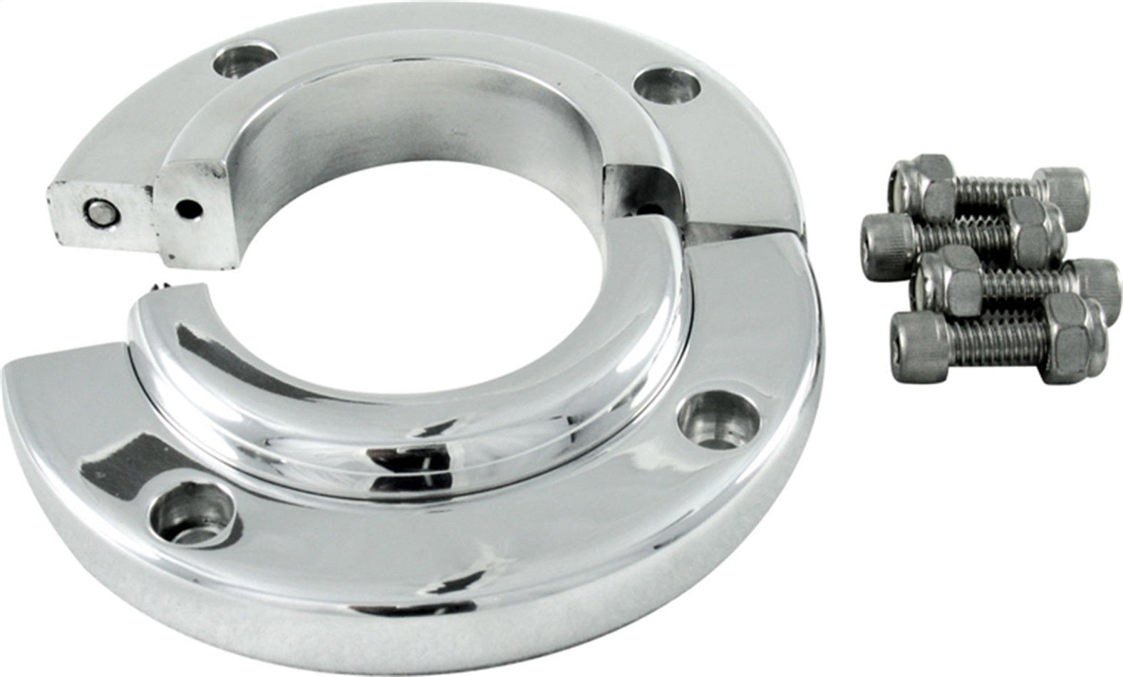 Borgeson 909008 Split Swivel Floor Mount for 2 Inch Diameter Steering Column, Polished Aluminum