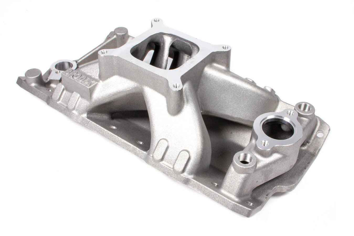 BRODIX BM 1000 SBC Intake Manifold 4150 Flange Aluminum Square Bore Single Plane Natural Finish