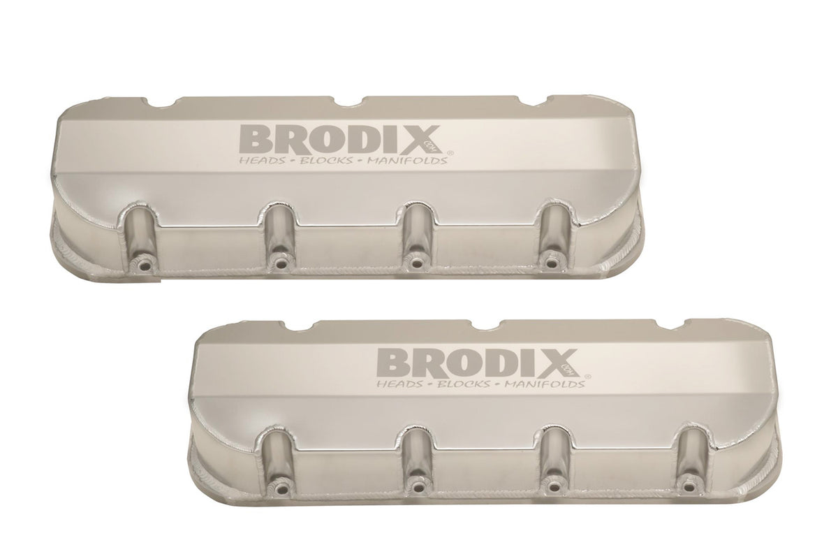 Brodix VC 201 Tall Fabricated Aluminum Valve Cover Set for Big Block Chevy with Brodix Logo