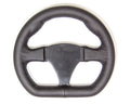 Biondo Racing Products SW-L Black Leather D-Shaped Steering Wheel, 10 Inch Diameter, Flat 3-Spoke Design