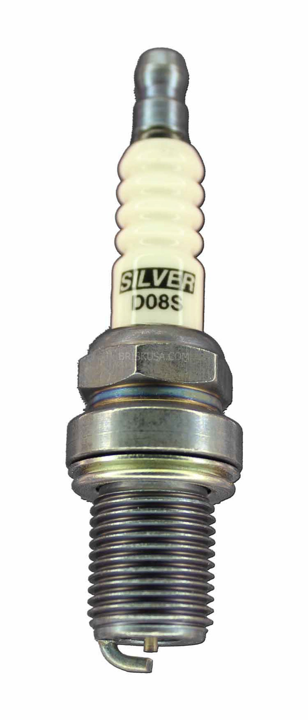 Brisk Racing Spark Plug D08S Silver Racing 14mm Thread 19mm Reach Heat Range 8 Gasket Seat Non-Resistor