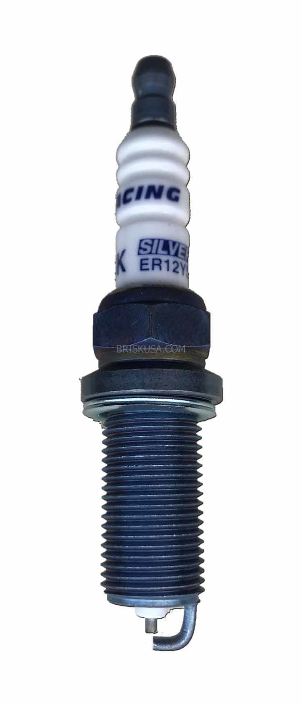 Brisk Racing Spark Plug ER12YS Silver Racing, 14 mm Thread, 26.5 mm Reach, Heat Range 12, Gasket Seat, Resistor