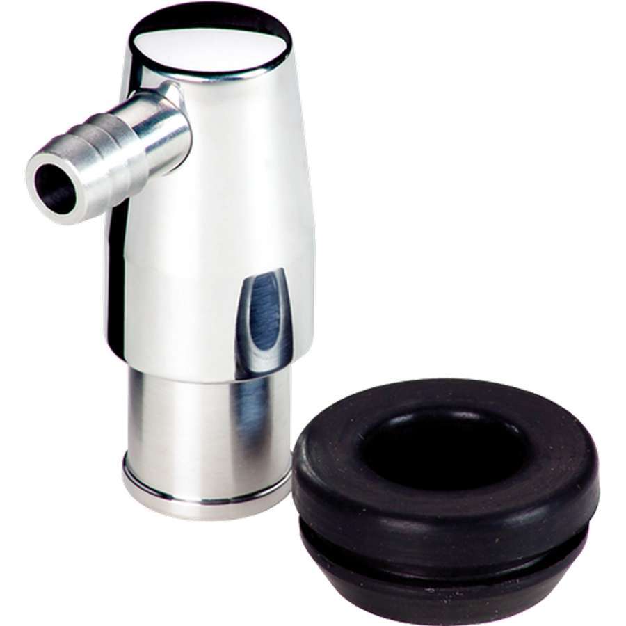 Billet Specialties Polished PCV Valve 1 Inch OD with 90 Degree Bend and 3/8 Inch Hose Barb