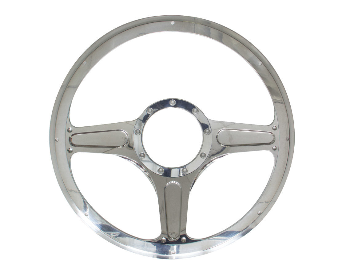 Billet Specialties 30103 Street Lite 14-Inch Diameter Aluminum Steering Wheel with 3-Spoke Design and Milled Finger Notches