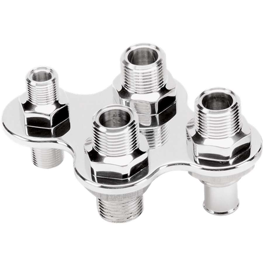 Billet Specialties 66925 A/C and Heat Bulkhead Push-On 4 Port Aluminum Polished
