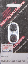 Billet Specialties Hose Separator .625x.625 Polished Aluminum with Stainless Hardware