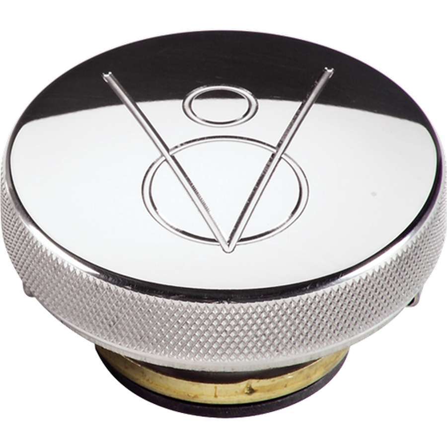 Billet Specialties Polished Radiator Cap V8 Logo 16 lb Aluminum Round Knurled Grip