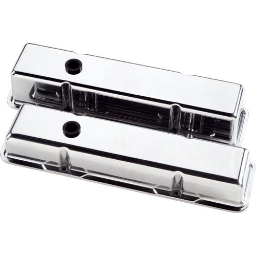 Billet Specialties SBC Short Plain Polished Aluminum Valve Cover with Baffled Design and Breather Hole