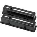 Billet Specialties SBC Tall Valve Covers with Baffled Design and Machined Accents, Black Powder Coat for Small Block Chevy
