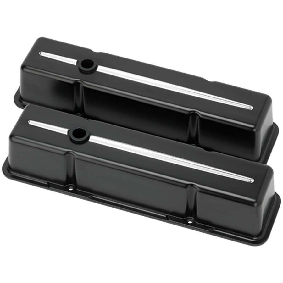 Billet Specialties SBC Tall Valve Covers with Baffled Design and Machined Accents, Black Powder Coat for Small Block Chevy