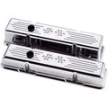 BILLET SPECIALTIES Polished SBC Tall Valve Cover with Checkered Flag Design