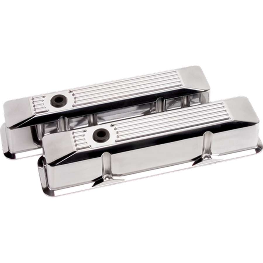 Billet Specialties SBC Ribbed Tall Aluminum Valve Covers with Breather Hole and Grommets