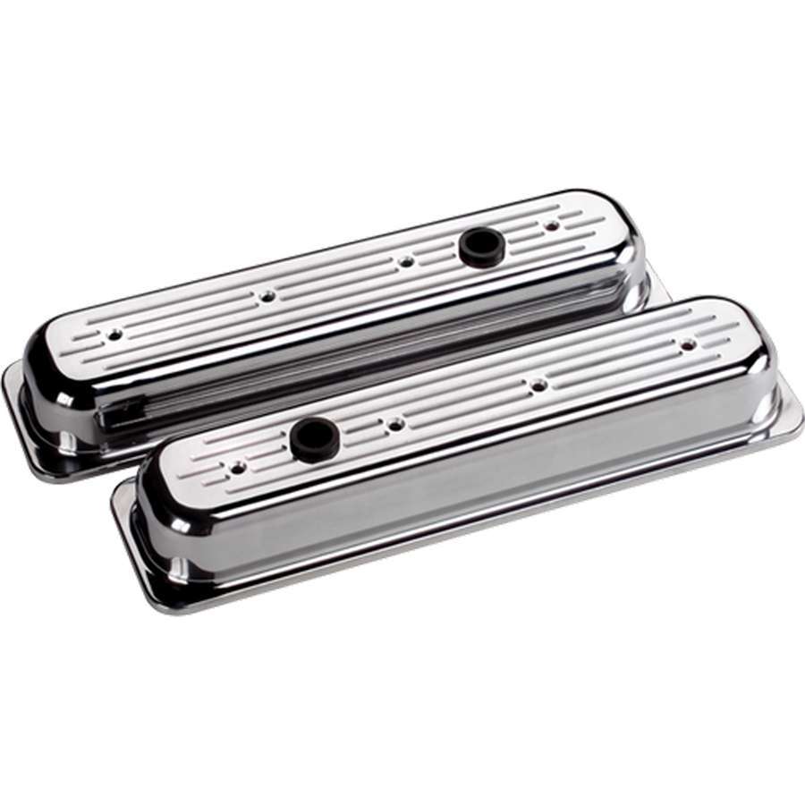 Billet Specialties SBC 1pc Centerbolt Valve Cover with Ball Milled Finish and Baffled Design
