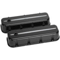 Billet Specialties BBC Tall Valve Covers with Baffled Design and Machined Accents for Big Block Chevy, Black Powder Coat Finish