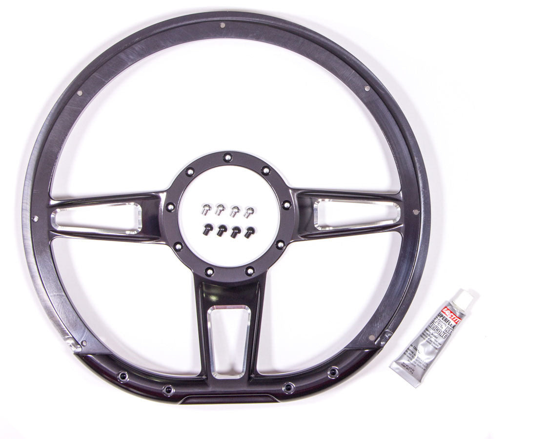 Billet Specialties BC29409 Formula D-Shaped 14-Inch Aluminum Steering Wheel, Black Anodized Finish